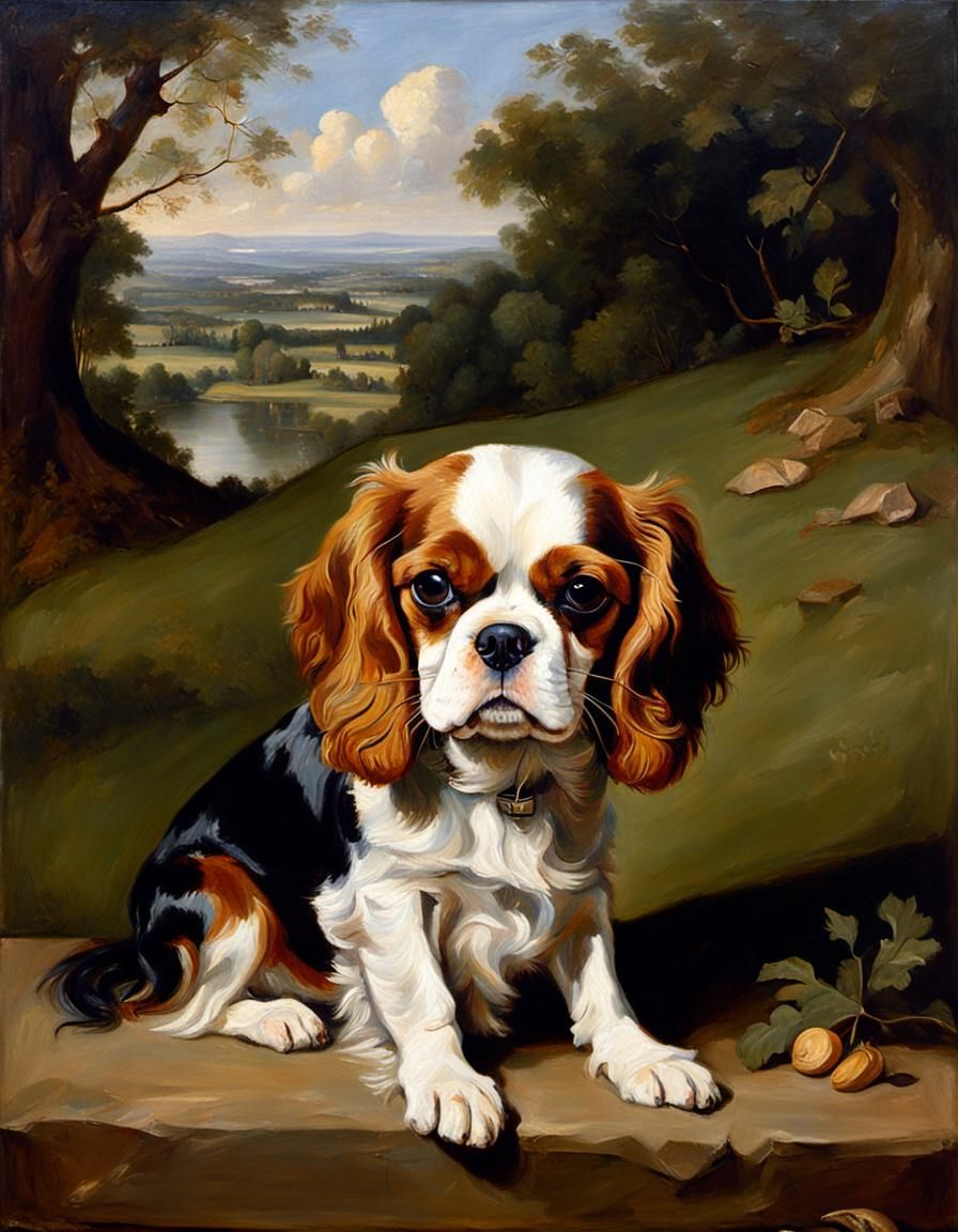 Cavalier King Charles Spaniel in Baroque Style