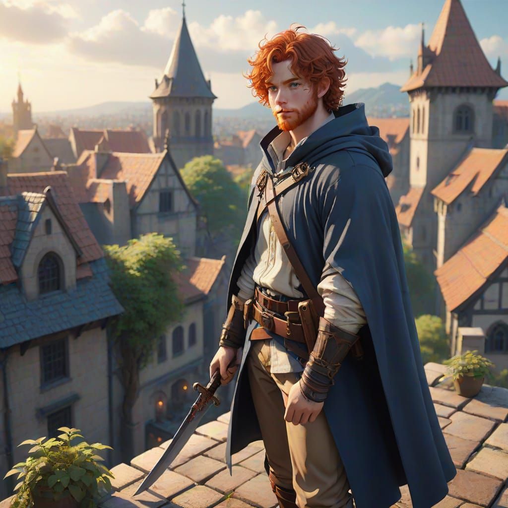 Medieval Fantasy Warrior in Warm Golden Light