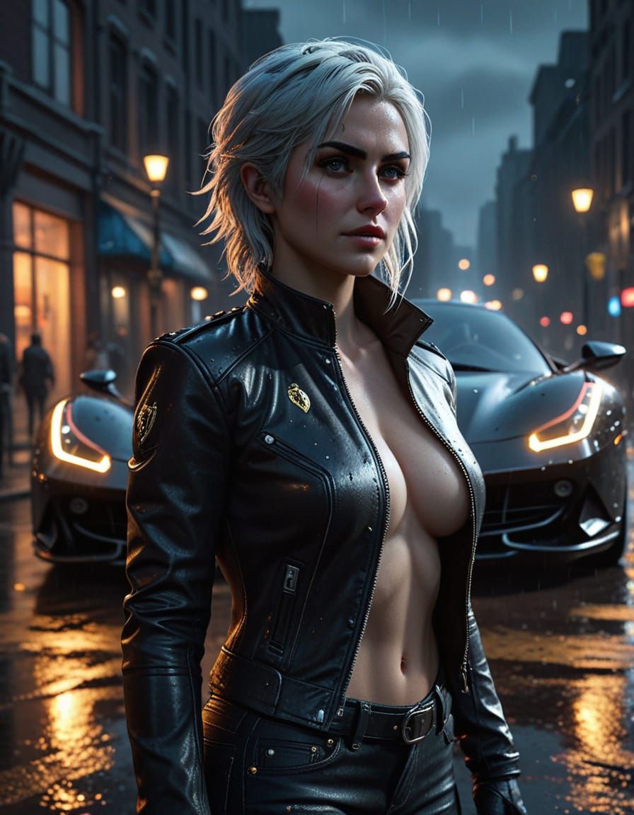 Gothic 3D Anime Art: Ciri in Gotham City