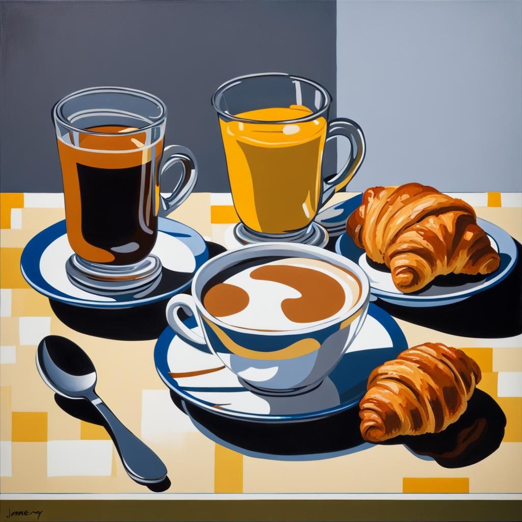 Pop Art Breakfast Still Life in Lichtenstein Style