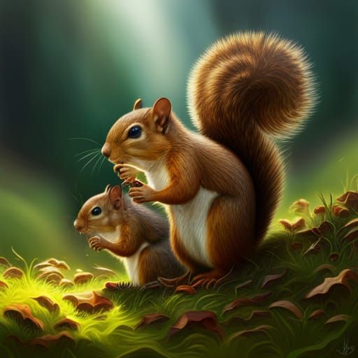 Hyperrealistic Squirrel Portrait with Colorful Background