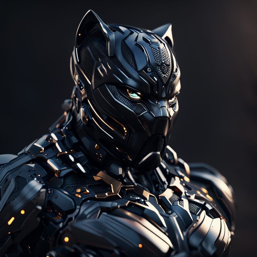 Parametric Robotic Black Panther in Cybernetic Armor
