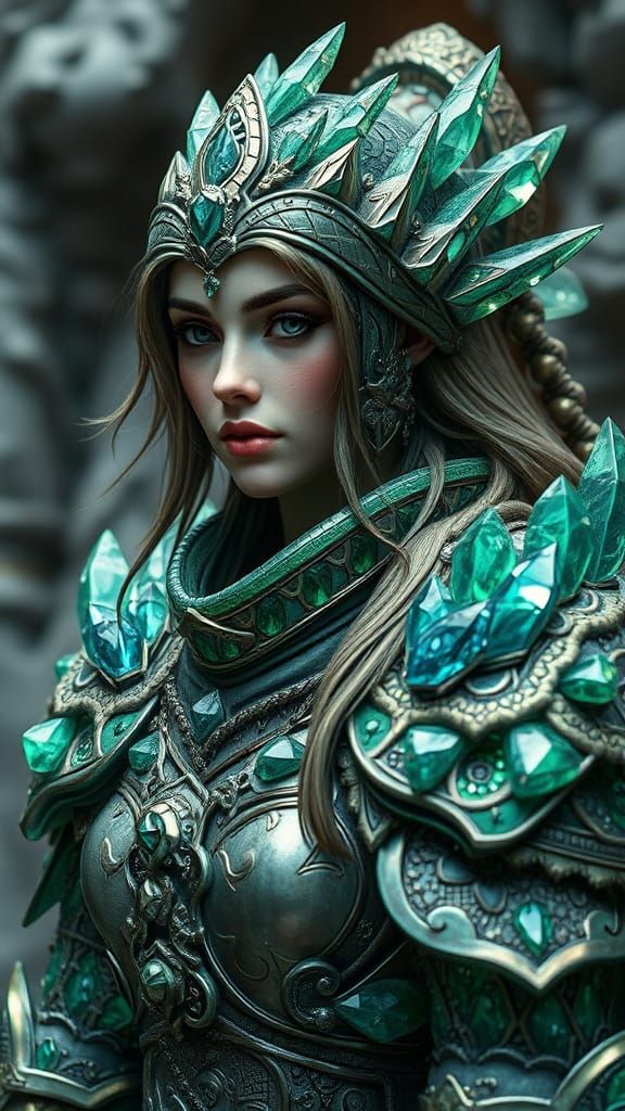 Emerald Crystal Armor: A Mystical Warrior