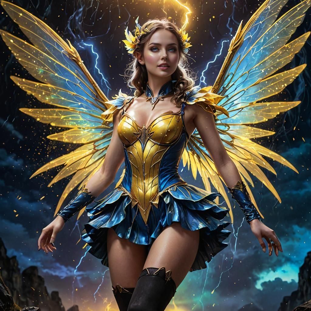 Lightning Fairy with Iridescent Wings in 4K