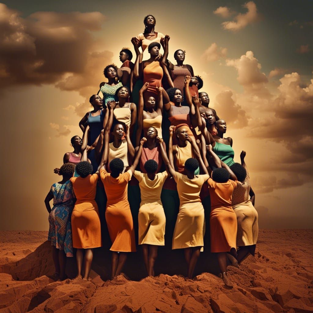 Empowering African Women Form Human Ladder in Pop Art