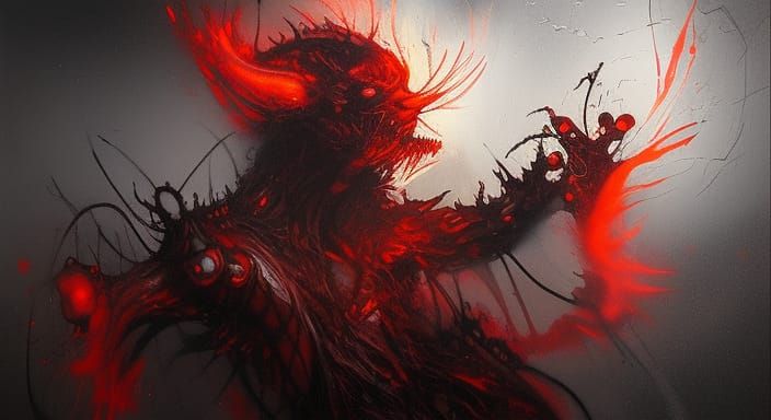 Terrifying Monster in Hell: Sinister Graffiti Art