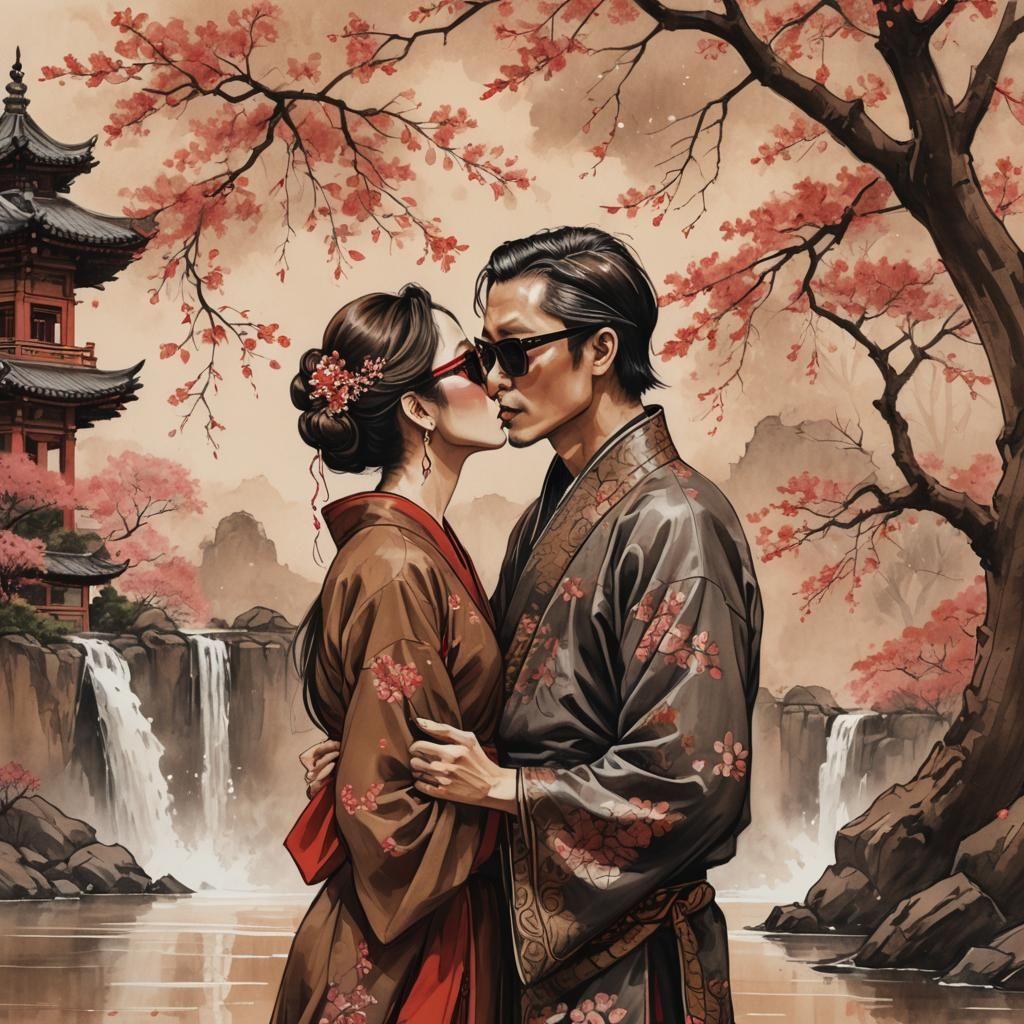 Asian Couple in Shades of Sienna