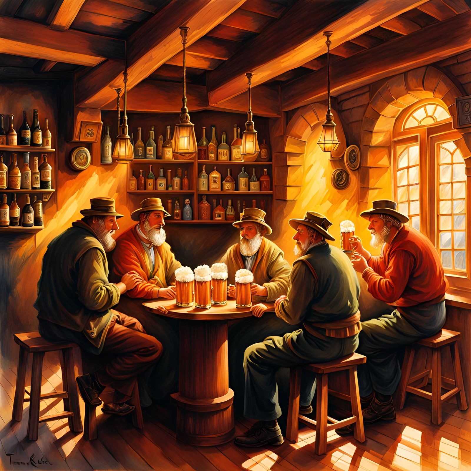 Irish Pub Scene with Golden Light