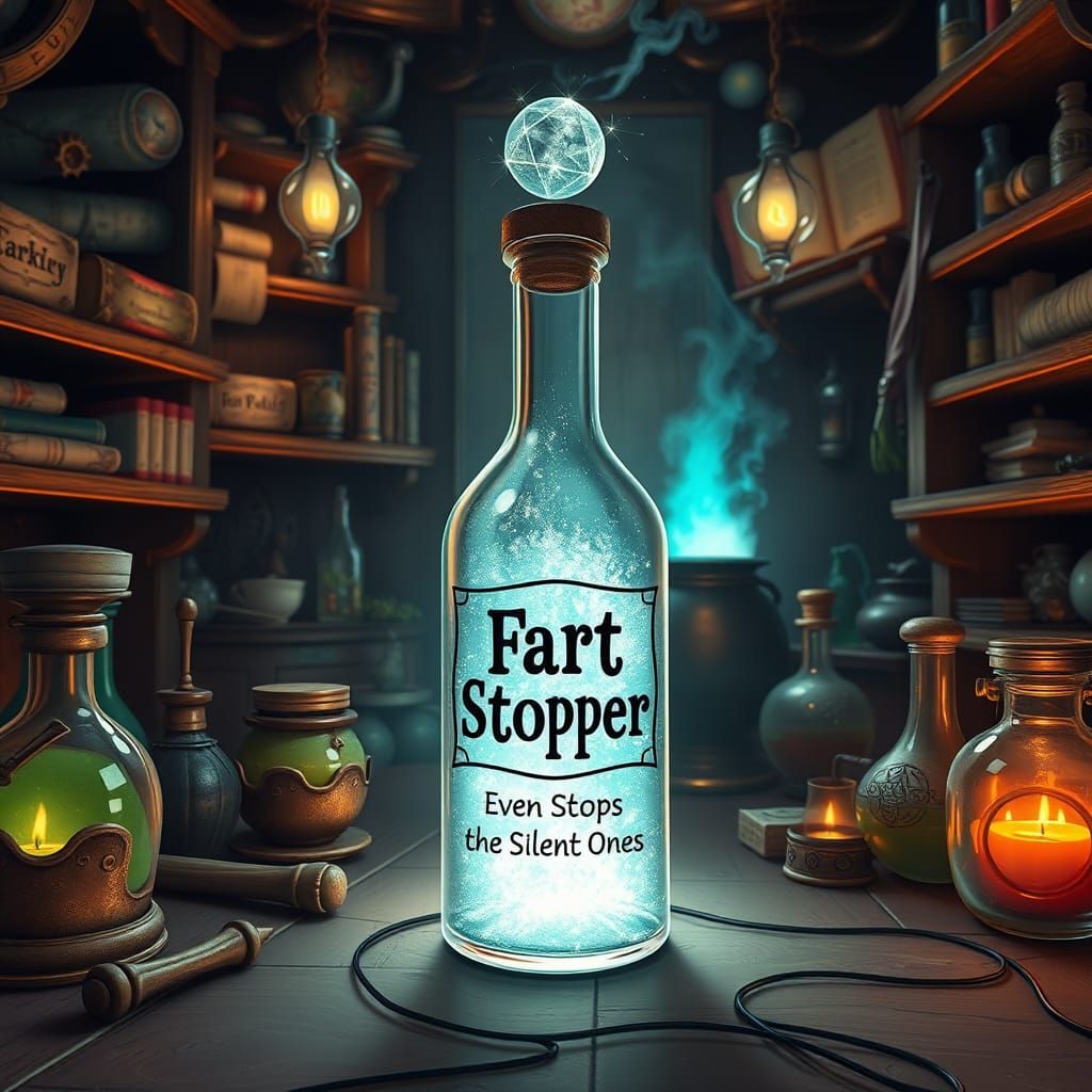 Whimsical Wizard's Potion Laboratory in Fantasy Setting