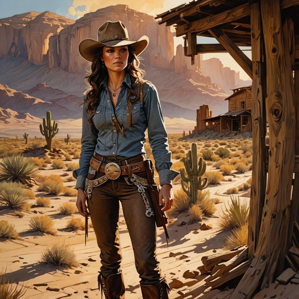 Enchanting Cowgirl in Western Illustration Art