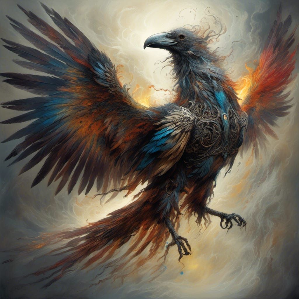 Chaotic Raven Creature Pulsating with Energy