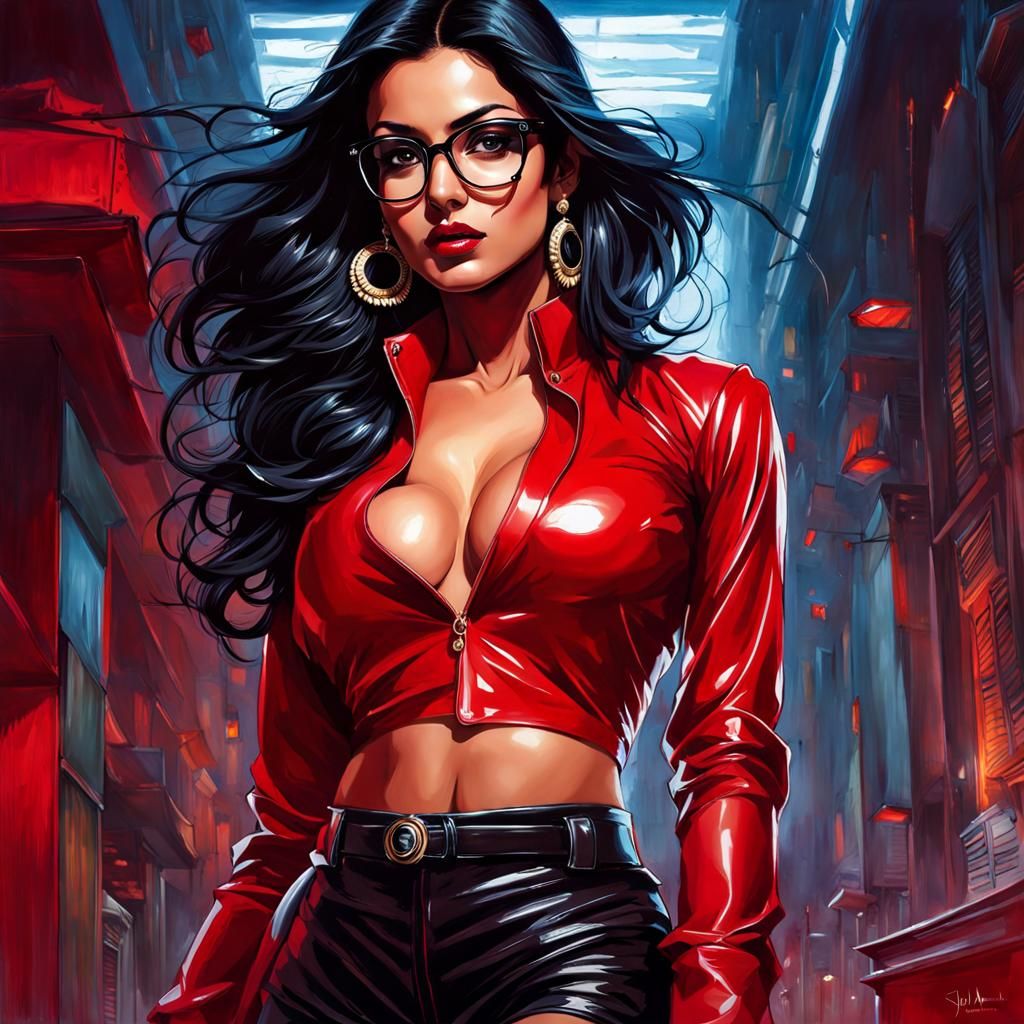 Beautiful Indian Woman in Bombay: Splash Art Portrait