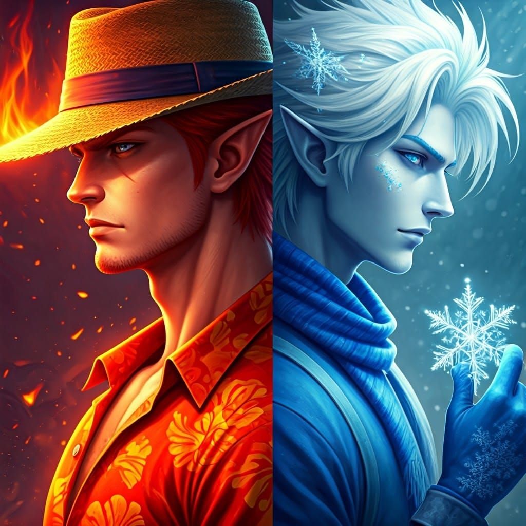 Diametrically Opposed Males: Bright Blue vs Fiery Red