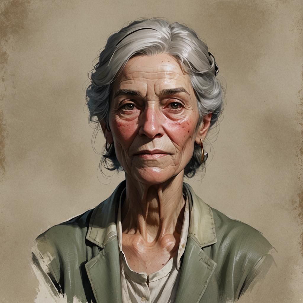 Hopeful Old Woman Portrait in Hyperdetailed Style
