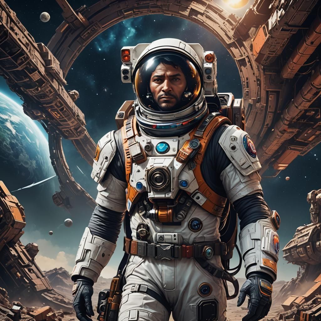 Detailed Portrait of a Space Ace in Deep Color