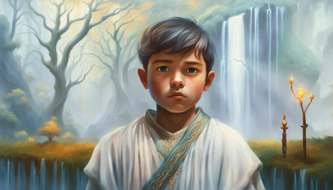 Mystical Forest Boy with Staff: Fantasy Concept Art