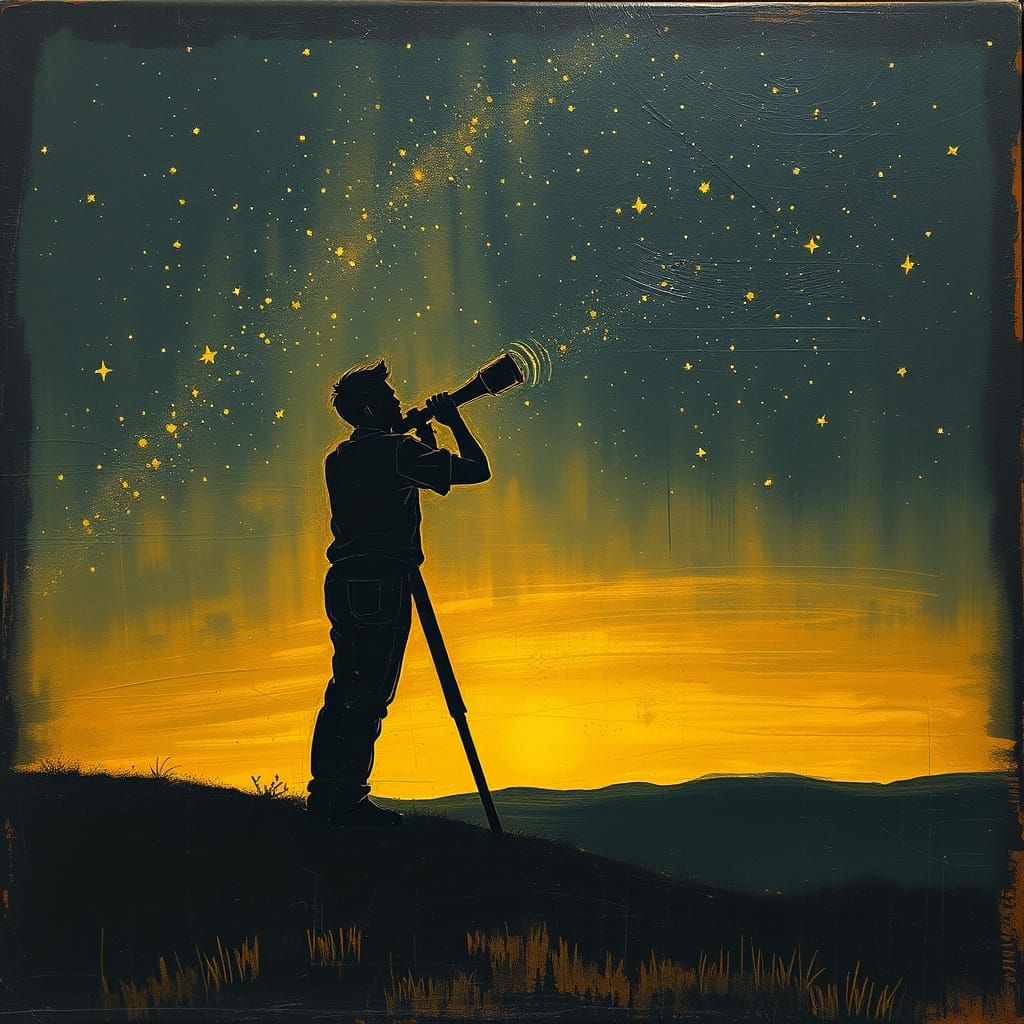 Surreal Starry Night Scene in Oil Paint
