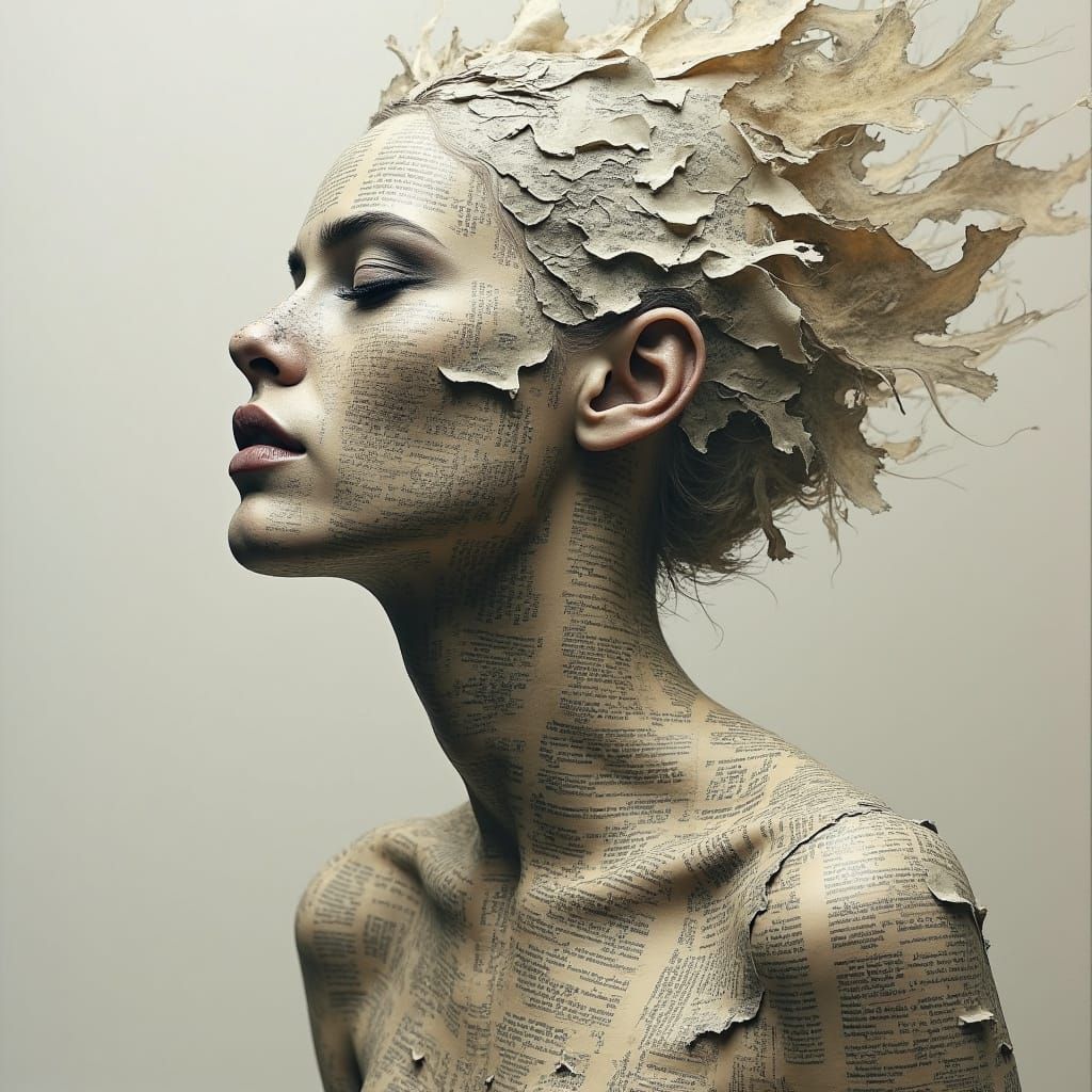 Newspaper Person: Surreal Digital Art