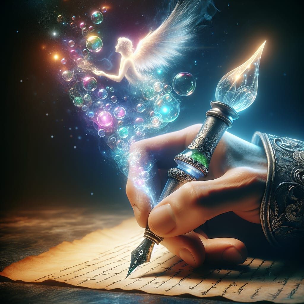 Magical Pen Creates Angel in Fantasy Art