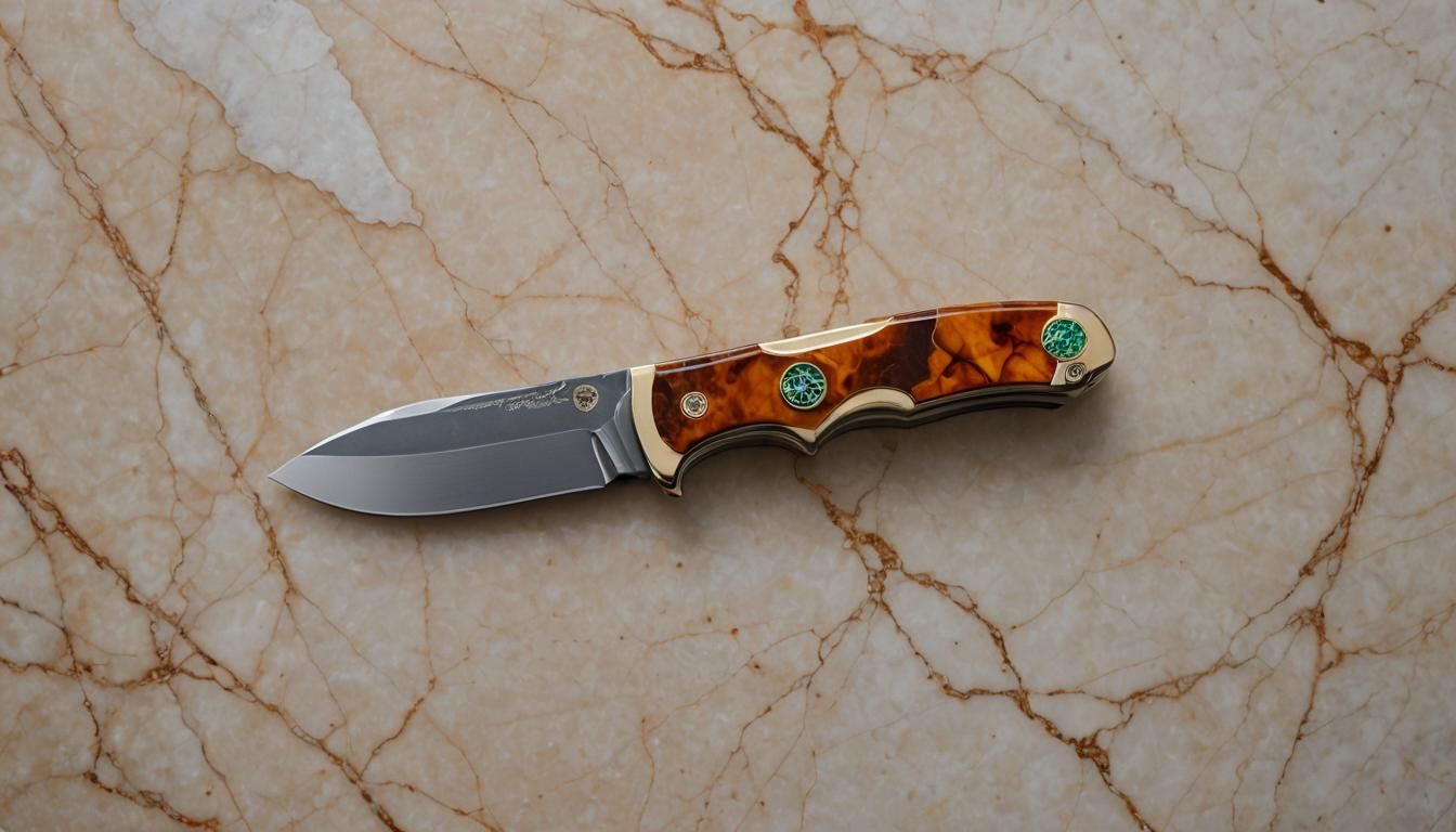 Jade and Amber Folding Knife Still Life