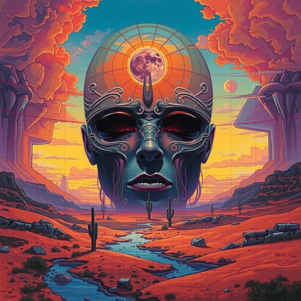 Benevolent Guardian Watches Over Wanderers in Vibrant, Dream...