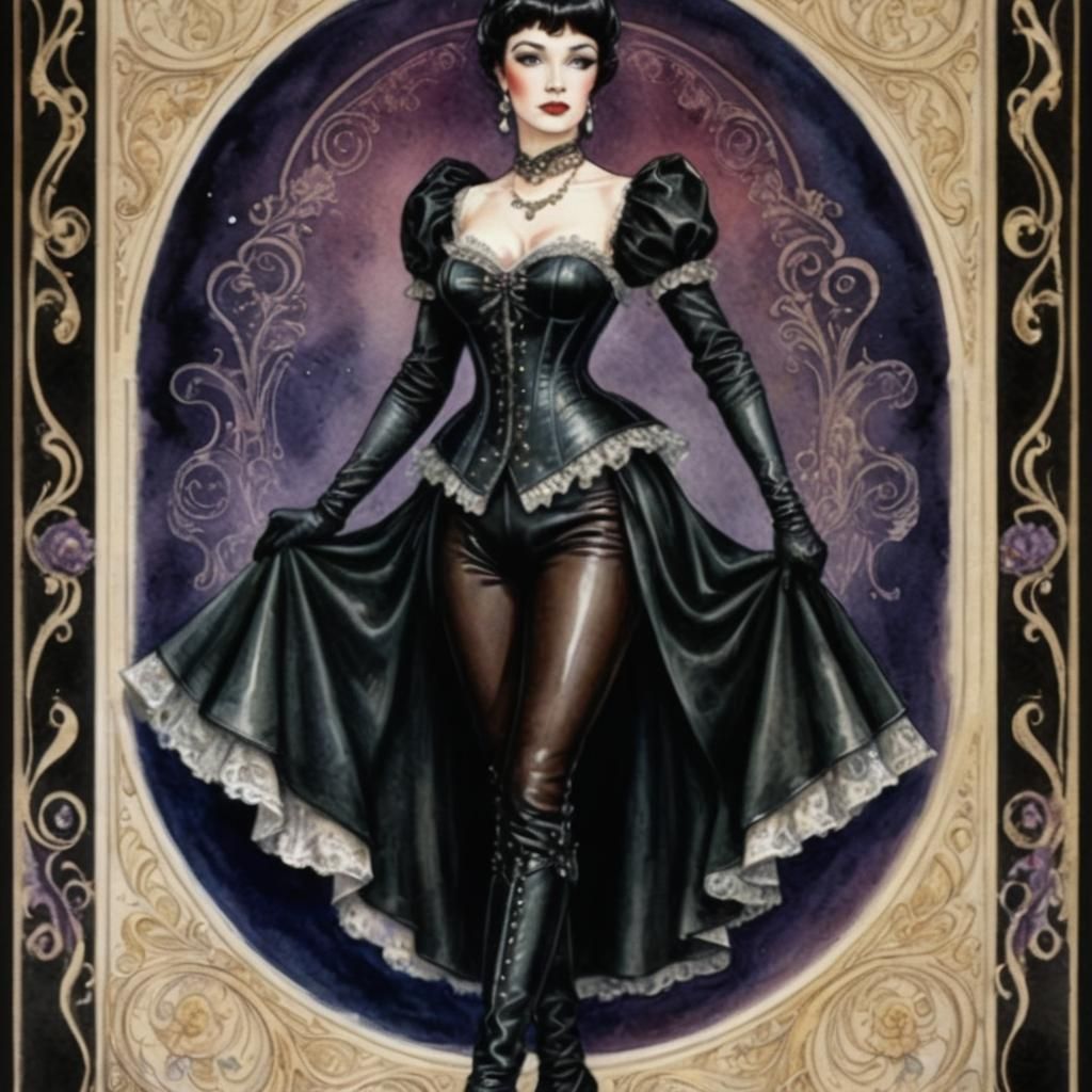 Betty Page Portrait in Art Nouveau Style