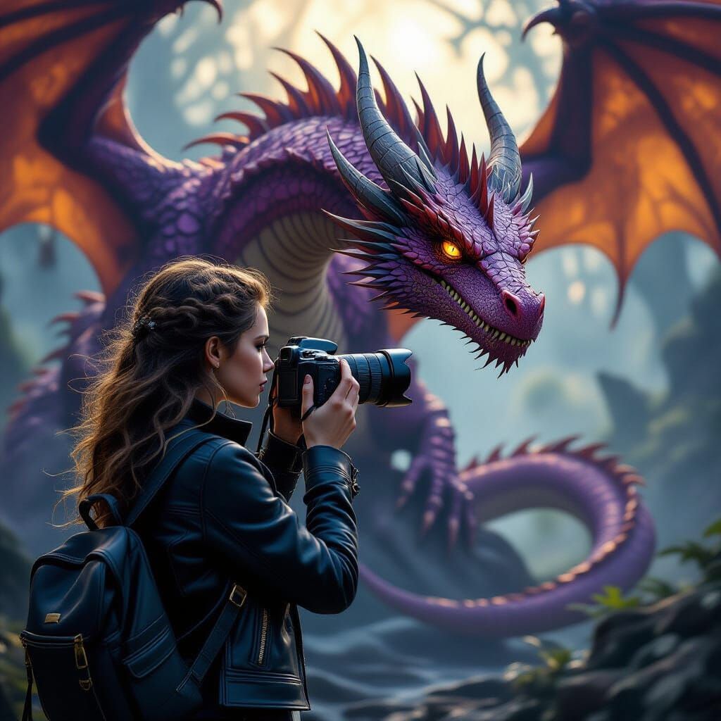 Elf and Dragon Captured by Girl Photographer