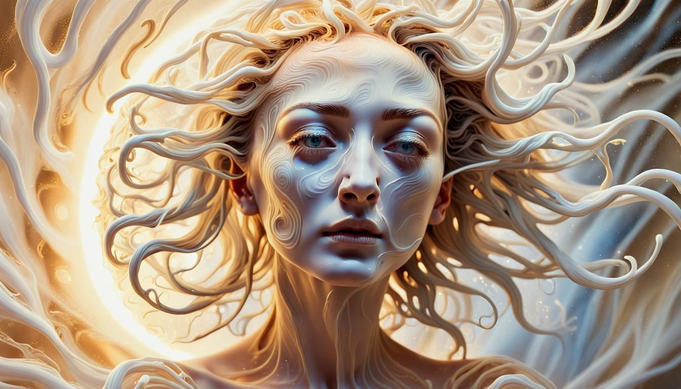 Surreal White Sun Elemental in Dali-Inspired Art