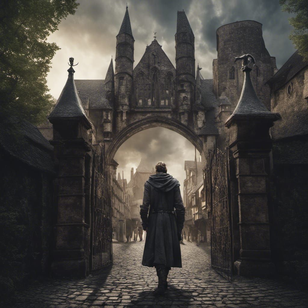 Utopian Medieval City Arrival: Dark Fantasy Concept Art