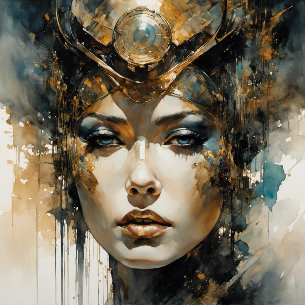 Futuristic Cyborg Queen: Hyperdetailed Close-up