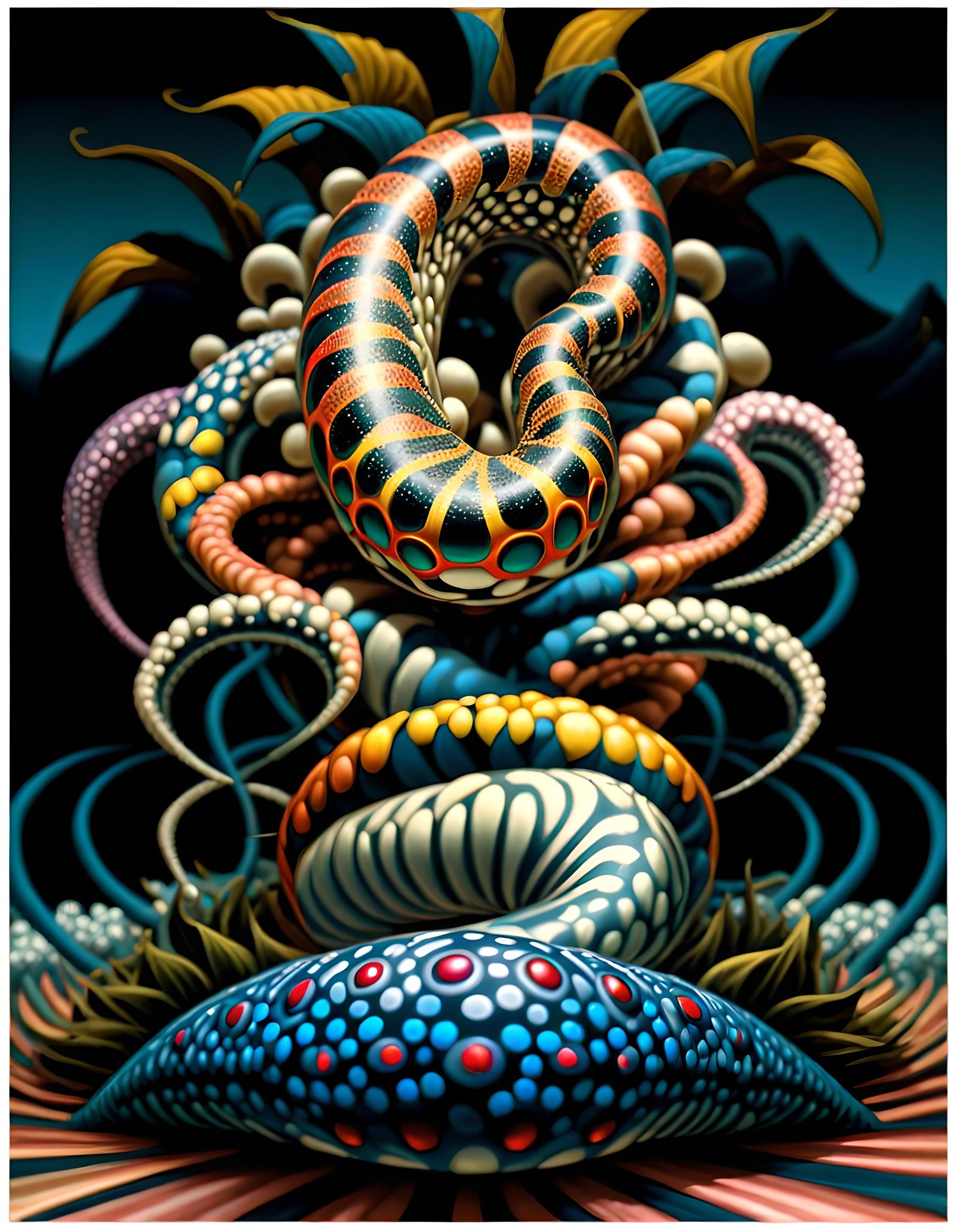 Rainbow Fractal Faces in a Surreal Style