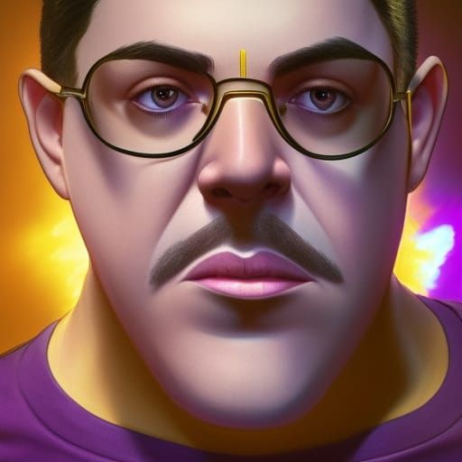 Thanos as McLovin: Hyperdetailed Digital Art Portrait