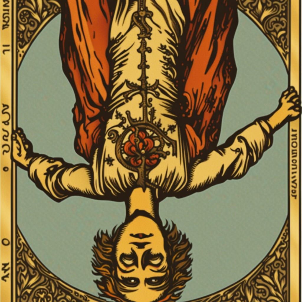 Inverted Hanged Man Tarot Card Illustration