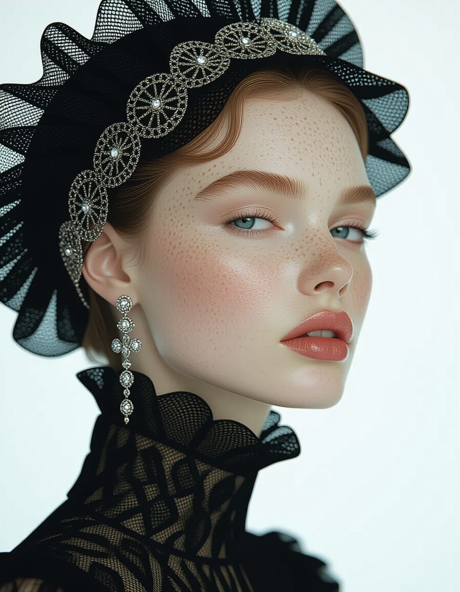 Fashion Model Portrait with Realistic Skin Texture