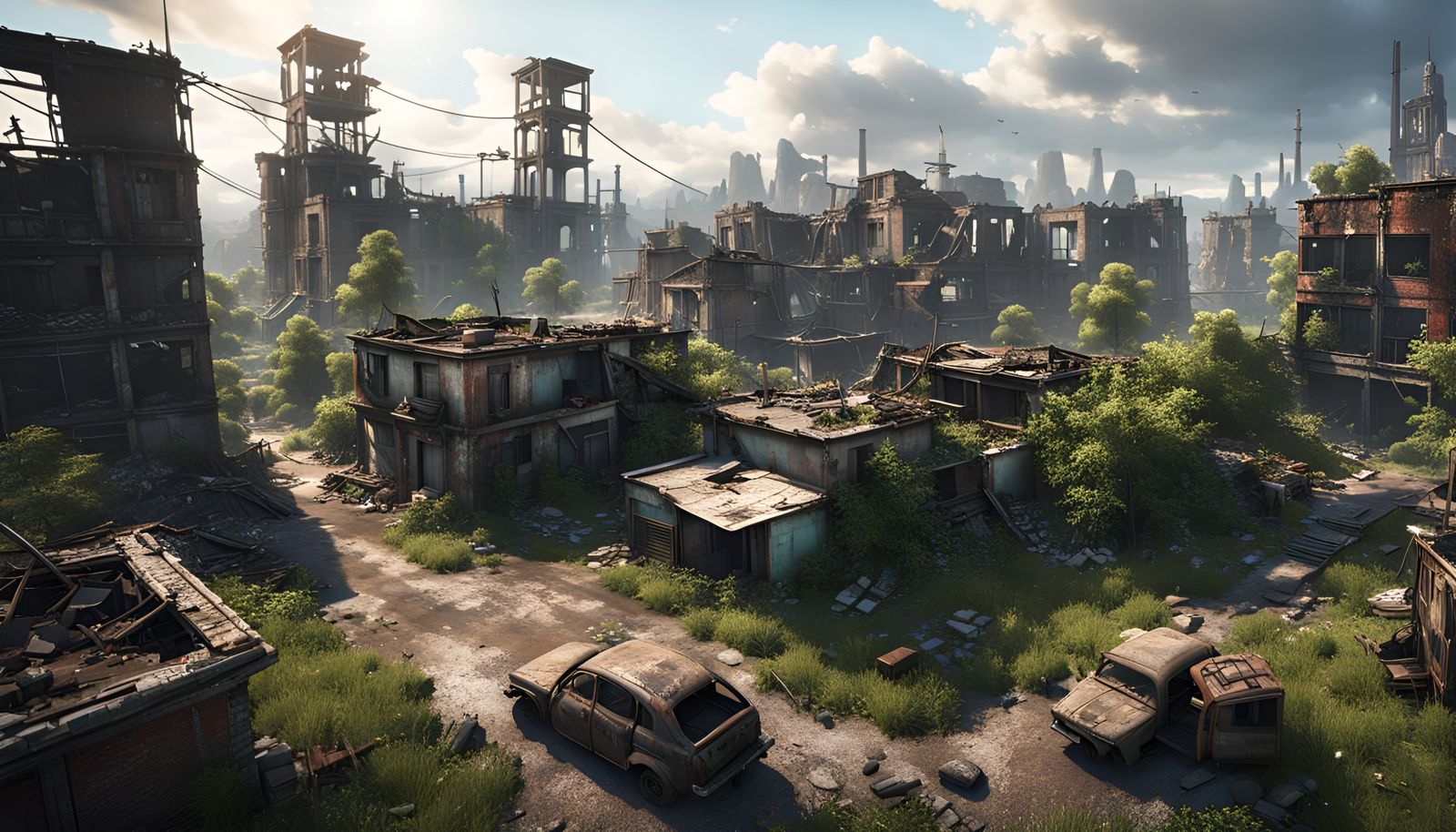 Post-Apocalyptic City Reclaimed by Nature in 3D