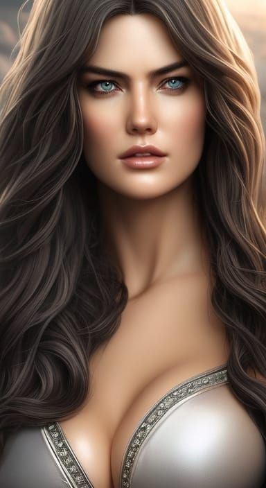 Yennefer in Iron Armor, Hyperrealistic Digital Art