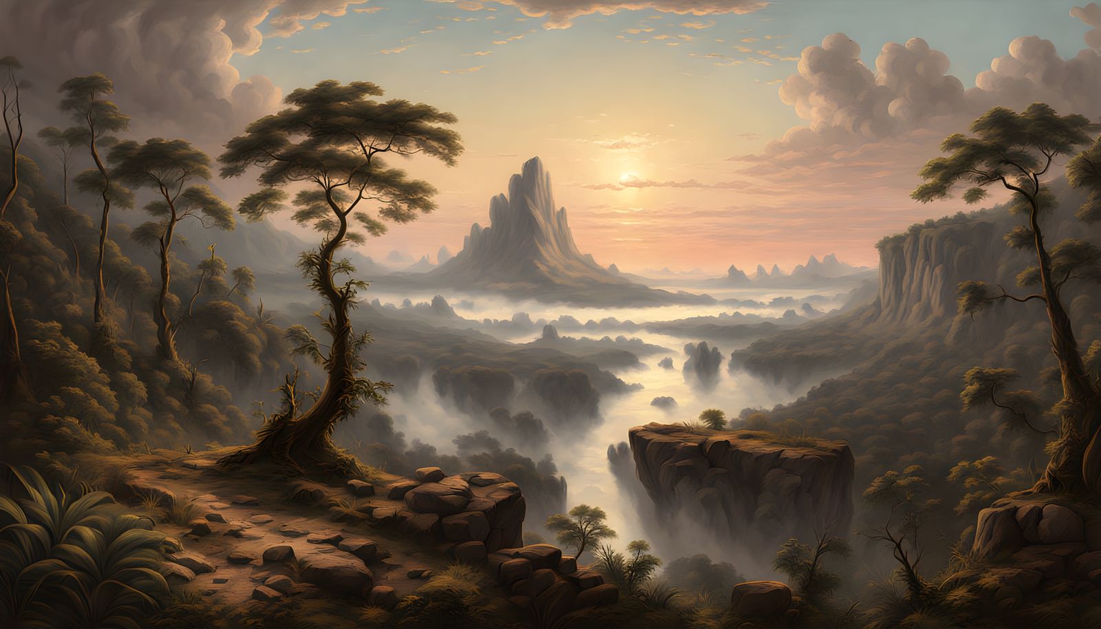 Golden Light on Jungle Plateau, Panoramic Savannah Landscape