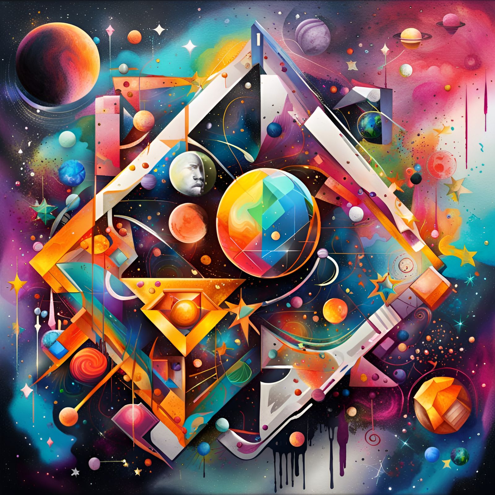 Astrological Geometry in Graffiti Art Style