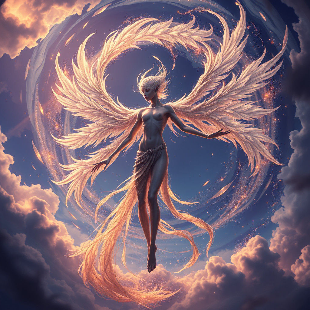 Ethereal Being Harnessing Air Elemental Forces