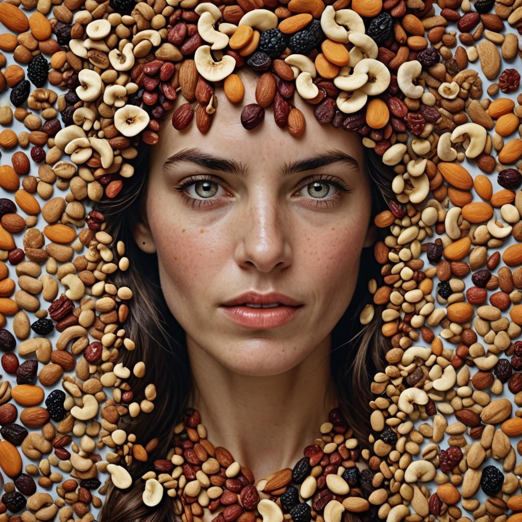 Professional Portrait of a Model Eating Dry Fruits