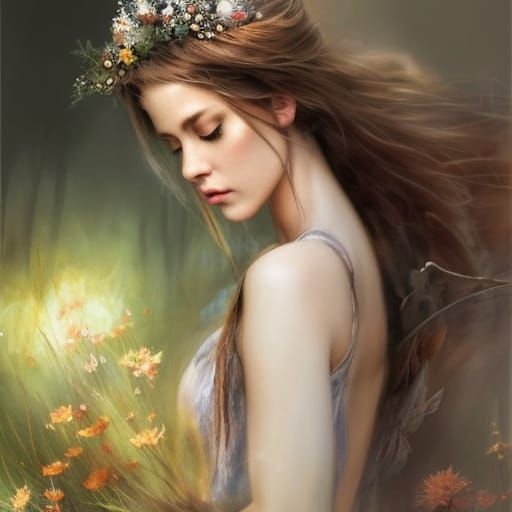 Medieval Fairy in Lush Forest, Fantasycore Art