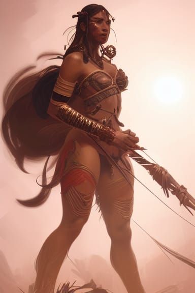Amazon Warrior Portrait in Hyperdetailed Art Style