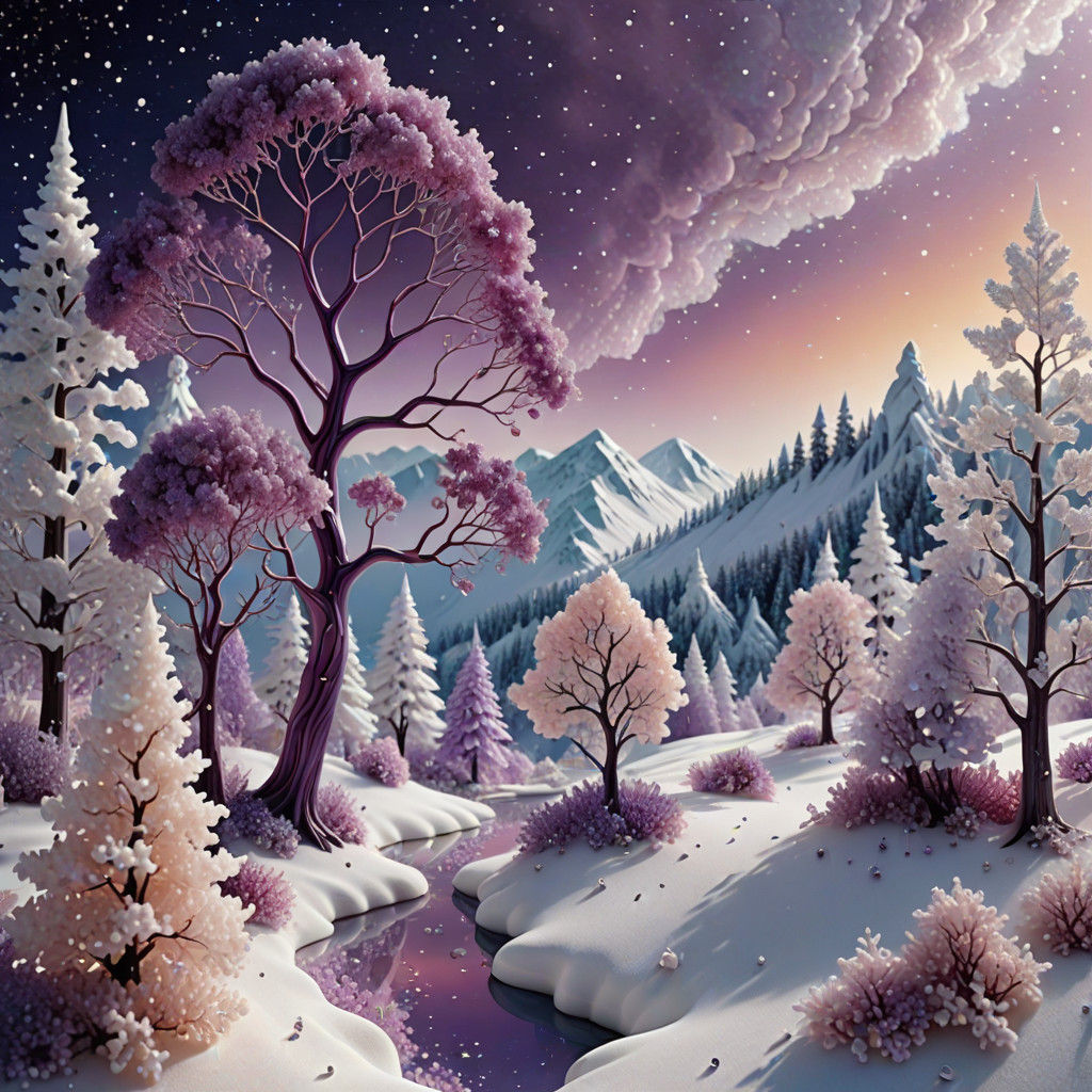 Winter landscape made of gemstones