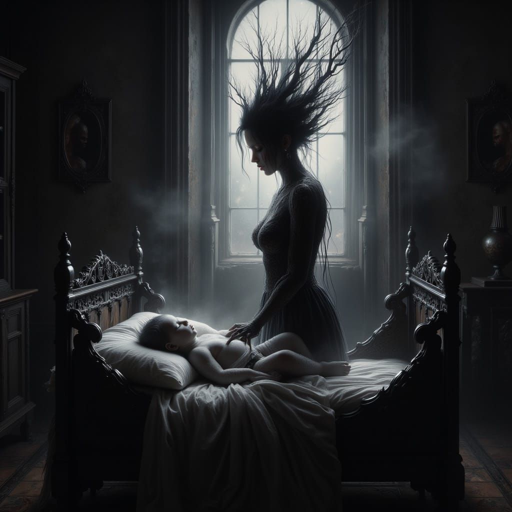 Ethereal Motherly Love in Haunting Black and White