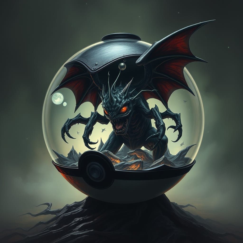 Eldritch Abomination Trapped in Pokeball: Dark Fantasy
