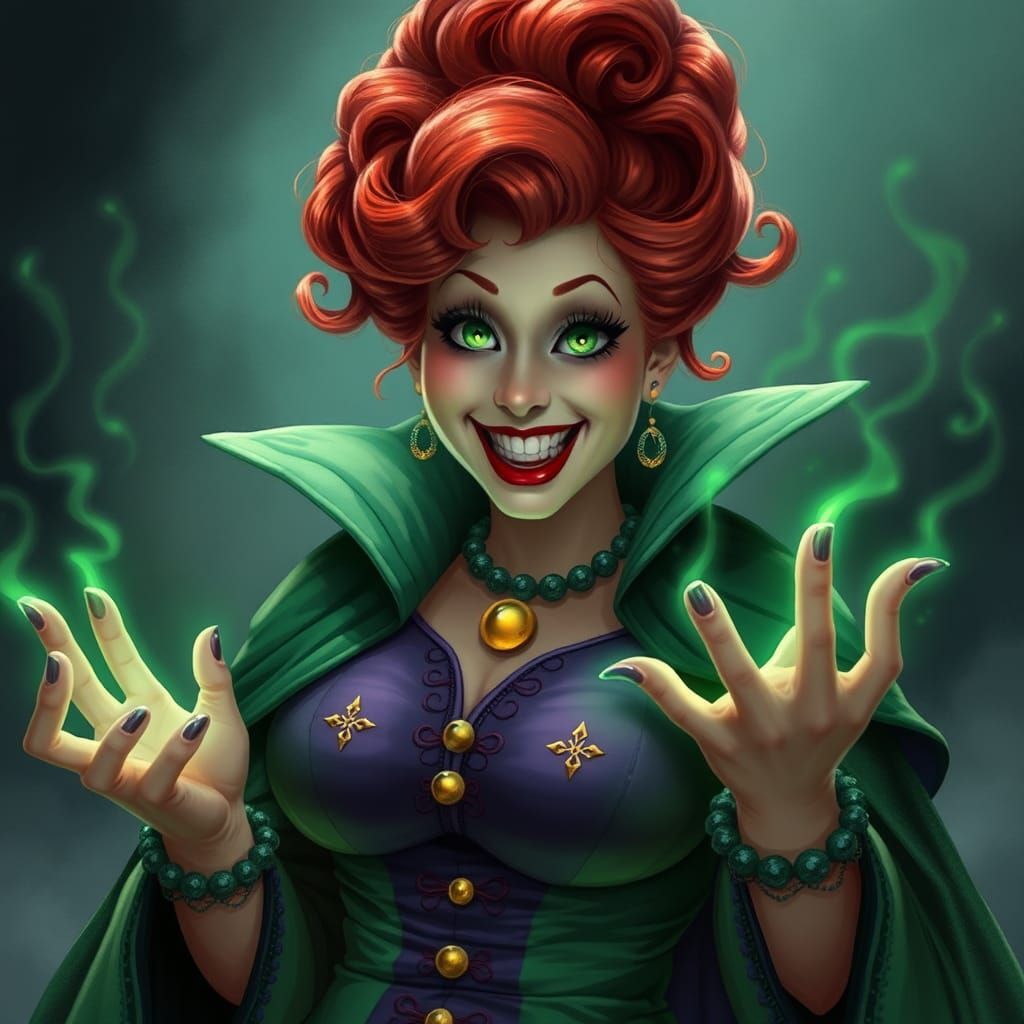 Winifred Sanderson Anime Portrait in Ethereal Fantasy Style