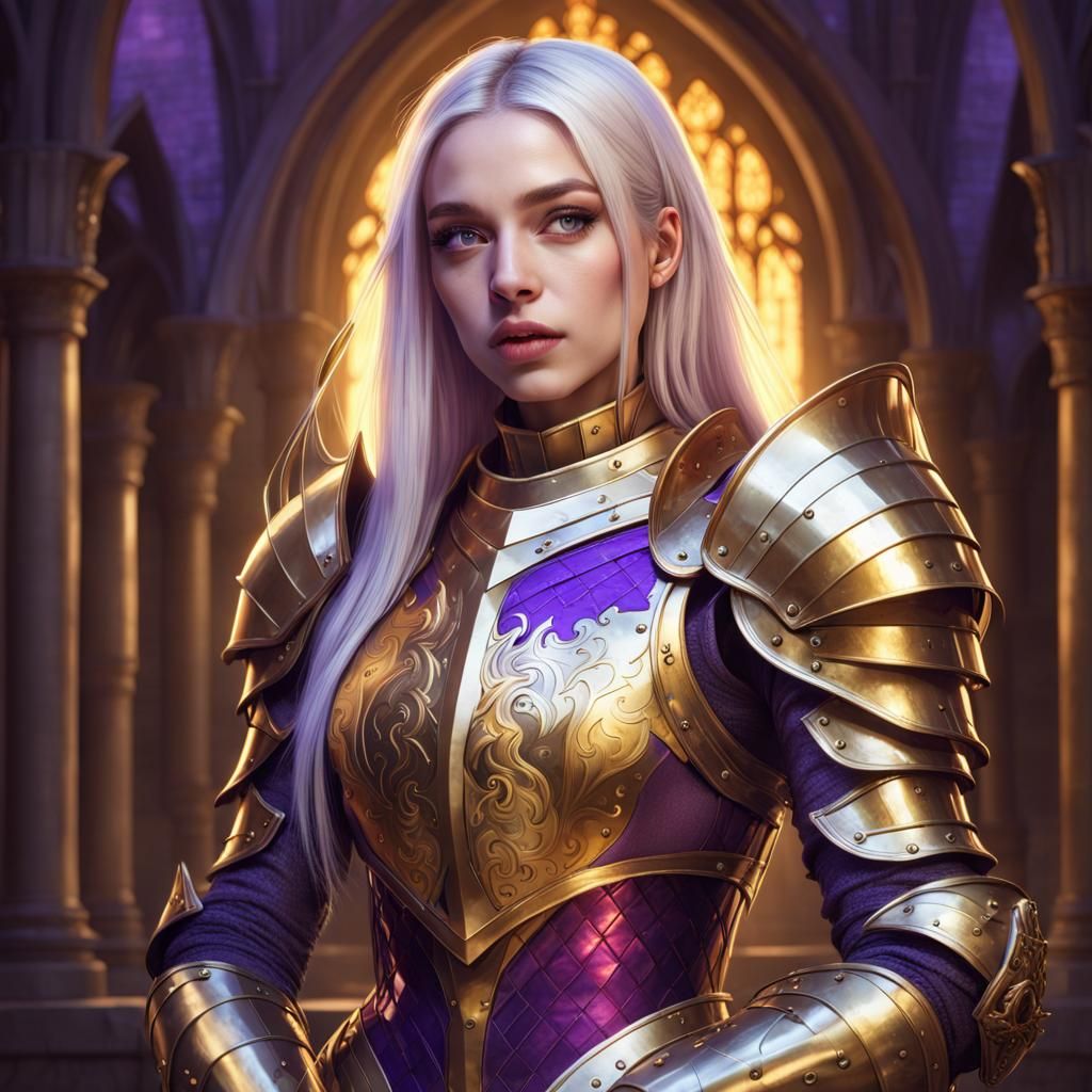 Ava Max as Neon Knight in Medieval Art