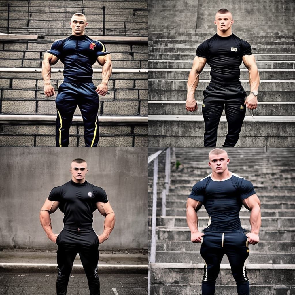 Teen Bodybuilder in Tracksuit with Huge Muscles