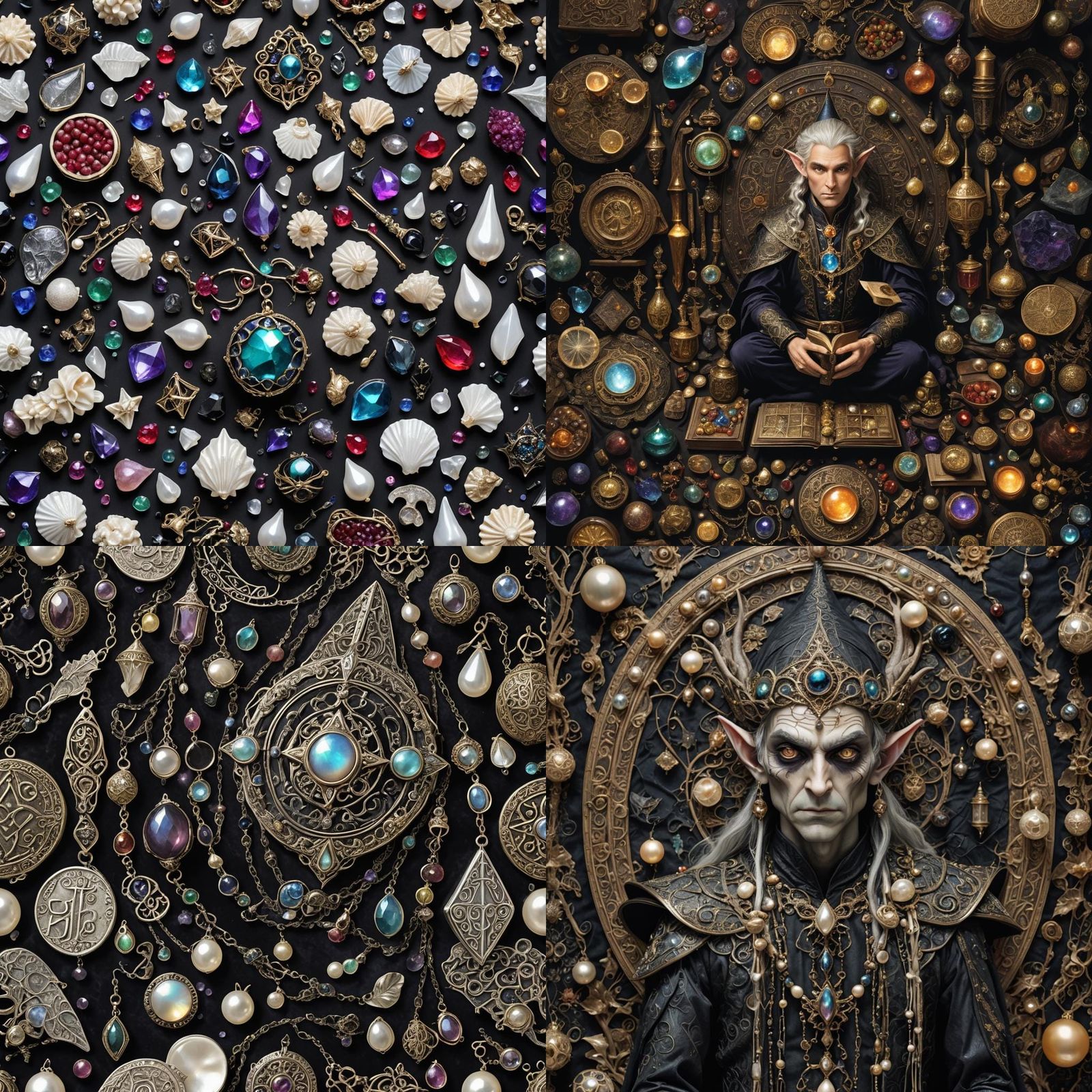 Dark Sorcerer Elf Knolling Kit in Fantasy Art Style