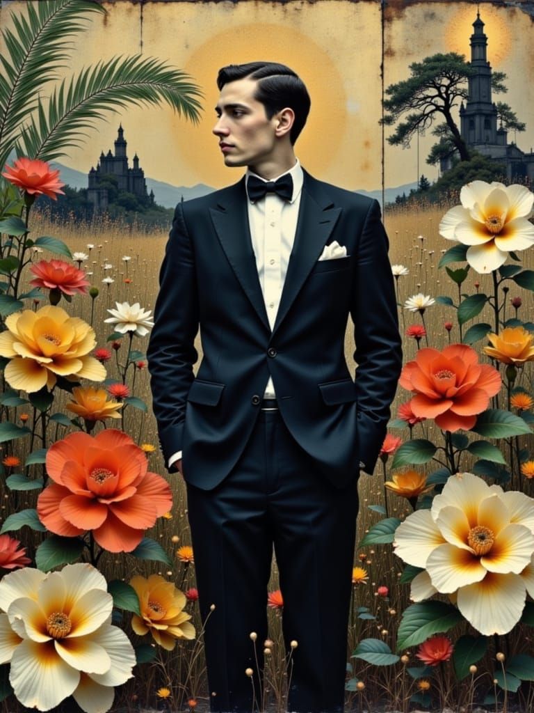 Man Singing in 1940s Nightclub in Art Deco Style